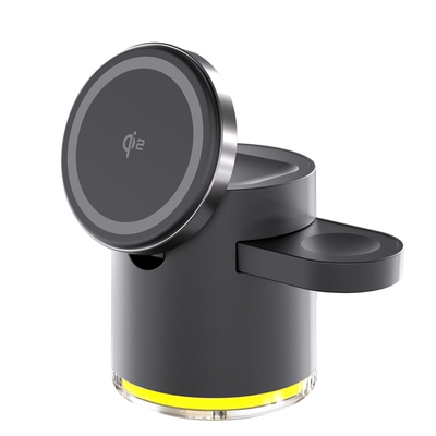 利乐普迷你MagSafe磁吸Qi2四合一无线充电器小夜灯三合一支架适用iPhone17pro/16三星手表iwatch充电airpods