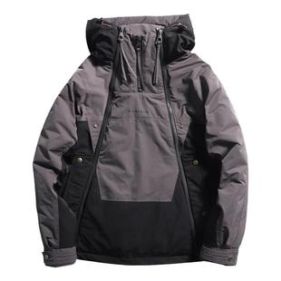 冬季新款美式机能双拉链设计感潮流工装羽绒服90白鸭绒保暖外套男