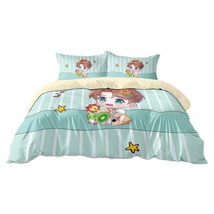 全棉四件套纯棉王源王安宇成毅肖战刘宇宁汪苏泷被套学生床三件套