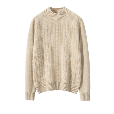 山羊绒半高领打底麻花加厚羊绒衫