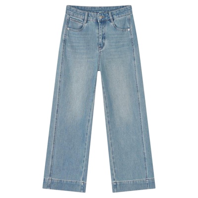 画式高腰九分宽松直筒牛仔裤女