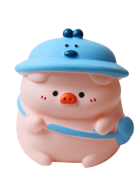 可爱背包小猪只进不出存钱罐摆件客厅书房桌面男女童储蓄罐装饰品