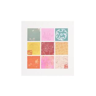 檀旗蜡染国学吉语宣纸作品纸小楷书法专用纸半生半熟四字九宫格小品纸软卡纸相框纸摆台15cm画芯迷你斗方拼接