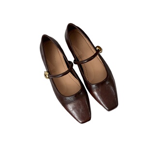 羊皮版~法式复古方头玛丽珍鞋女2026新款一字扣带内增高软底单鞋