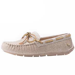 KHHUGG豆豆鞋女冬加绒厚底棉鞋百搭外穿真皮毛一体懒人鞋KHΗUGG