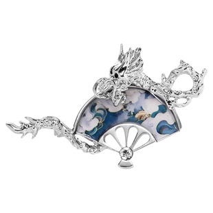 新中式折扇龙形胸针小众原创设计轻奢高级感国风复古时尚个性高端