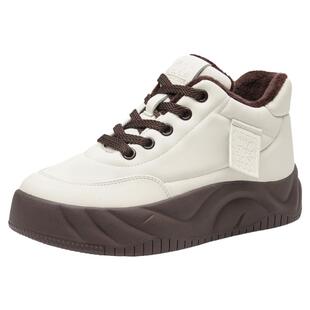 大东厚底板鞋女款春季2026新款高帮鞋加绒增高面包鞋休闲鞋小白鞋