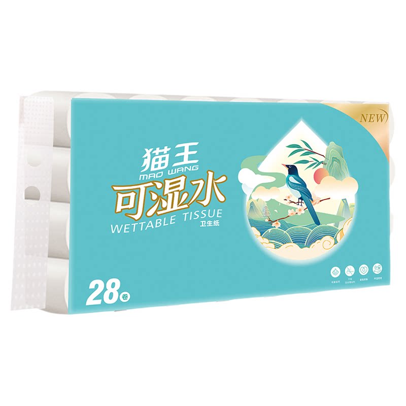 猫王8斤28卷可湿水卫生纸