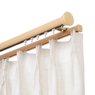 法瑞尔极简罗马杆滑轮窗帘杆仿实木单双轨侧装加厚铝合金窗帘轨道