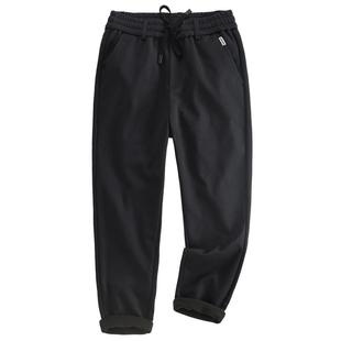 汉絮赛络斜纹抓绒保暖针织休闲裤男士冬季新品宽松直筒裤男款长裤