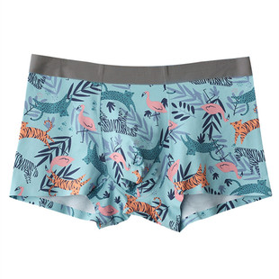 卡莎豹男士内裤男莫代尔无痕抗菌四角裤平角裤男生底裤短透气裤头