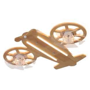 北欧吸顶灯客厅卧室儿童房卡通飞机风扇灯静音护眼奶油风原木简约