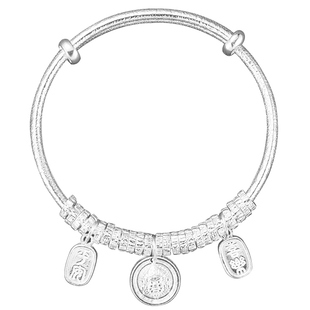 盘缠银手镯女2025新款黄财神银手镯年轻款古法国风银镯子9999纯银