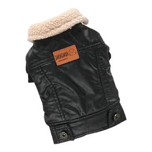 中小型宠物狗狗冬季两脚皮衣棉衣泰迪吉娃娃加绒衣服保暖外套冬装