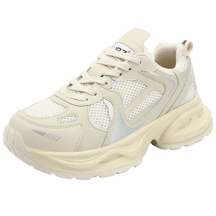 UBZ 厚底网面老爹鞋女款2026新款春秋增高透气时尚白色休闲运动鞋