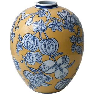 ladylike 法式中国风青花瓷 陶瓷花瓶摆件客厅插花彩瓷水培器皿