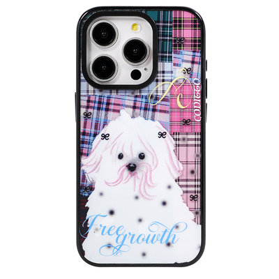 coditto格纹小狗黑边15pro手机壳