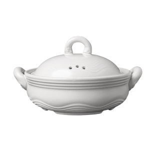 康特耐KTN 祥云陶瓷白色砂锅炖汤熬粥做菜煲可干烧煎炒盐焗宽口锅