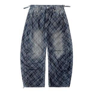 Minju朴敏柱同款badblood美式复古格纹休闲裤辣妹阔腿裤跳舞长裤