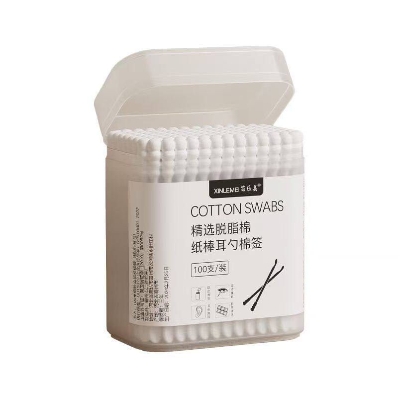 一次性耳勺棉签棉棒家用双头盒装头成人儿童掏耳朵纸轴纸棒螺旋