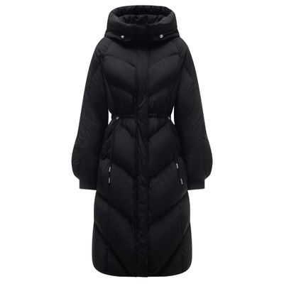 坦博尔羽绒服收腰长款连帽好看