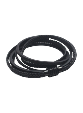 男士黑色牛皮时尚风韩版学生手环