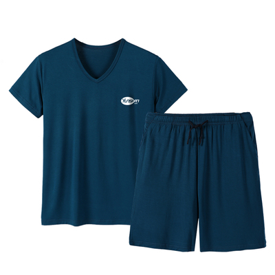 莫代尔外穿领男款宽松家居服套装