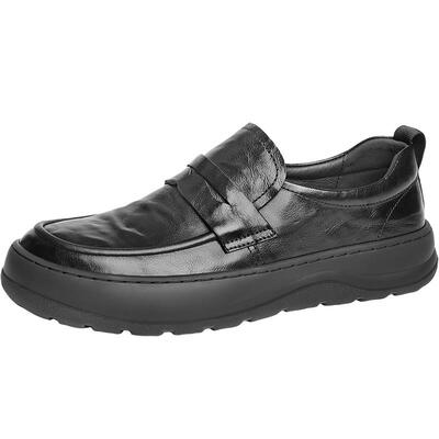 百丽男鞋一脚蹬商务鞋春新牛皮革爸爸鞋套脚休闲皮鞋A1842AM5