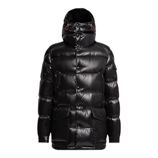 代购蒙口Chiablese中长款连帽亮面羽绒服鹅绒男款户外夹克外套