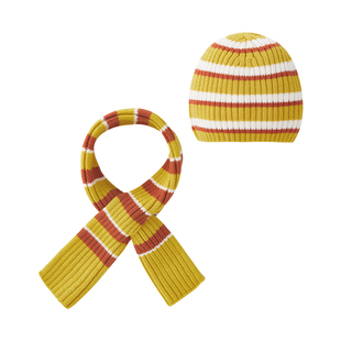 博睿恩宝宝帽子+围巾婴幼儿羊毛保暖外出防风保暖组合1-4岁