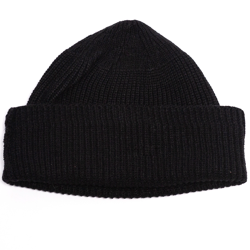 FreeNight 美式复古黑色羊毛订制铜扣卷边空军冷帽watch cap