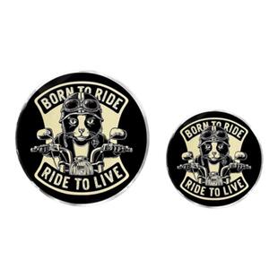 复古骷髅头适用豪爵TR300金吉拉灰石300摩托车发动机盖金属装饰贴