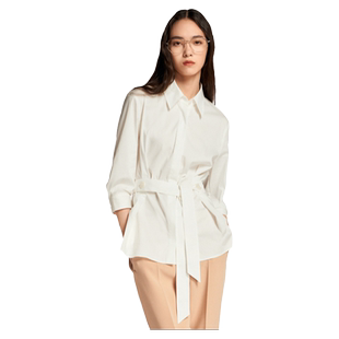 【棉】Laurel劳芮新款淡人经典白色收腰衬衫女LWL353C04700