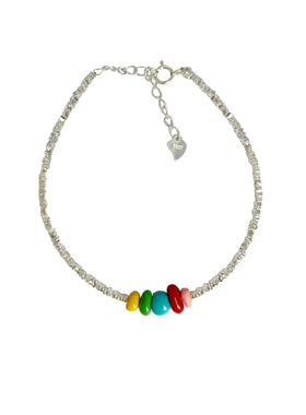 夏日配色s925碎银子彩色串珠手链
