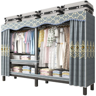 折叠免安装简易布衣柜家用卧室出租房结实耐用全钢架加粗加厚衣橱