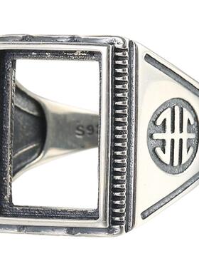 纯银复古镶嵌蜜蜡男女款戒指空托