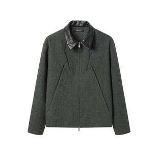 芸蚁〔桎梏〕定织编织领撞色拼接分割破骨结构肌理夹克