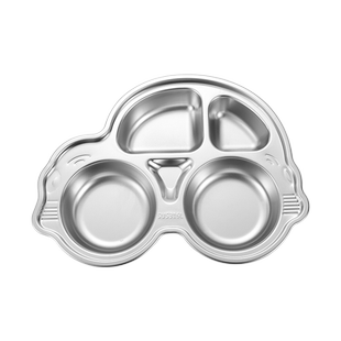 316不锈钢分格儿童餐盘幼儿园宝宝防摔卡通分隔家用饭盘餐具套装