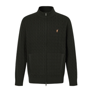 POLOWALK男式针织衫2026春季新品百搭显瘦绞花半高领男装针织开衫