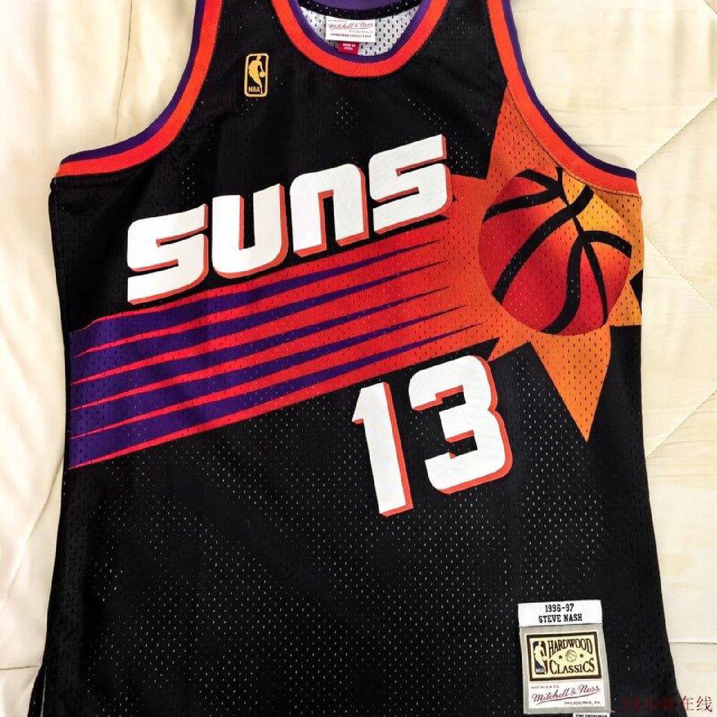可维修MNNBA菲尼克斯太阳队史蒂夫纳什复古球衣SW球迷版球衣L码9图片
