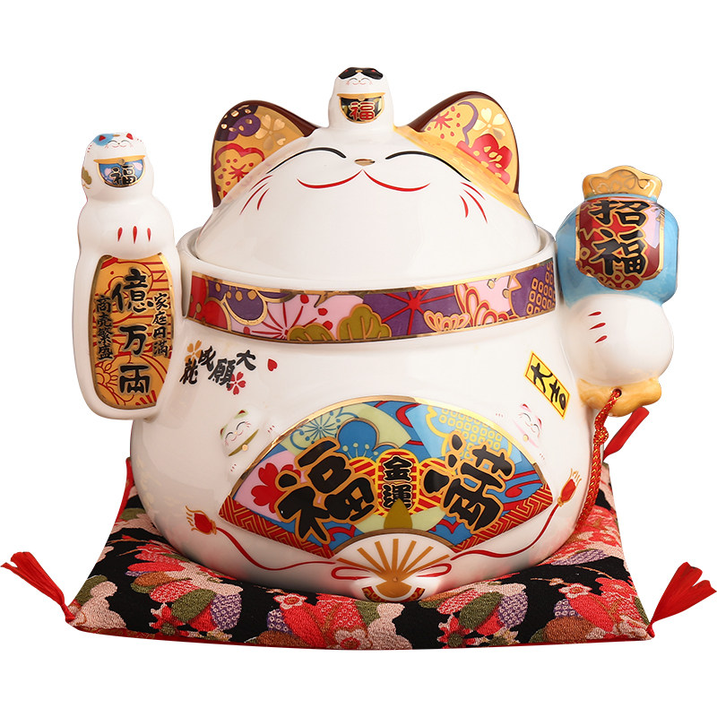 日本糖果罐零食乔迁收纳招财猫