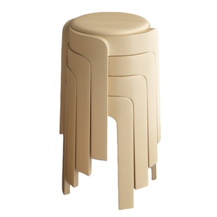 安居客加厚塑料凳子轻奢高级感中古风叠放软包待客备用凳餐桌椅子