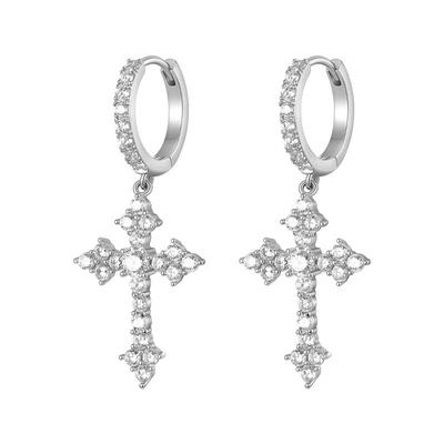 超闪十字架耳环小众设计流苏耳饰