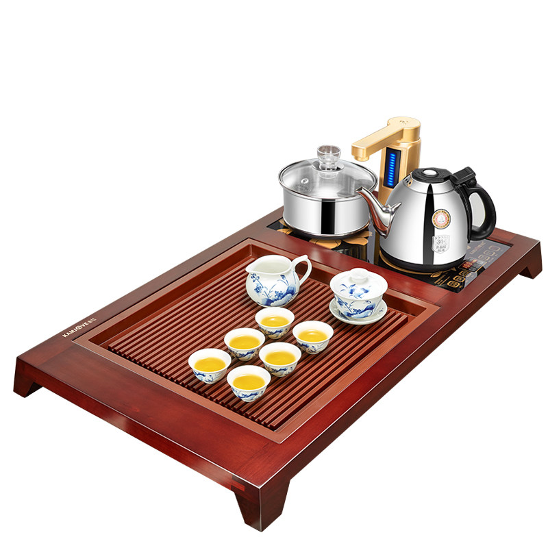 金灶手工雕刻家用整套实木茶盘