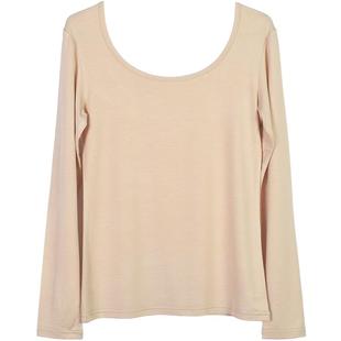 莫代尔打底衫女大圆领内搭长袖薄款T恤双U领秋衣2025冬季低领上衣