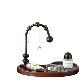 中古风入户进门放钥匙收纳玄关摆件桌面置物架实木鞋柜家居装饰品