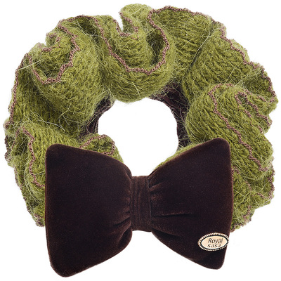 皇家莎莎秋冬复古撞色发圈针织毛线蝴蝶结大肠圈扎马尾丸子头发饰