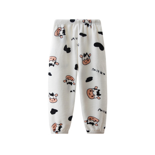 儿童睡裤秋冬季法兰绒加厚女童保暖裤子加绒冬天男童珊瑚绒家居裤