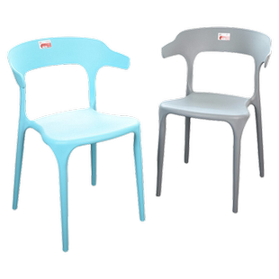 珠江牌牛角椅子靠背餐椅家用塑料加厚懒人北欧休闲简约办公书桌凳