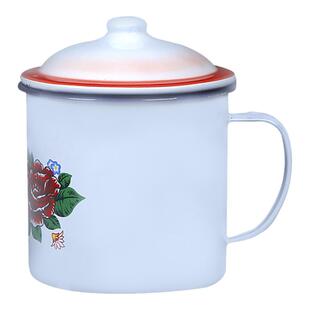 搪瓷茶缸超大号双喜搪瓷杯子带盖老式怀旧茶杯水杯口杯支持定制